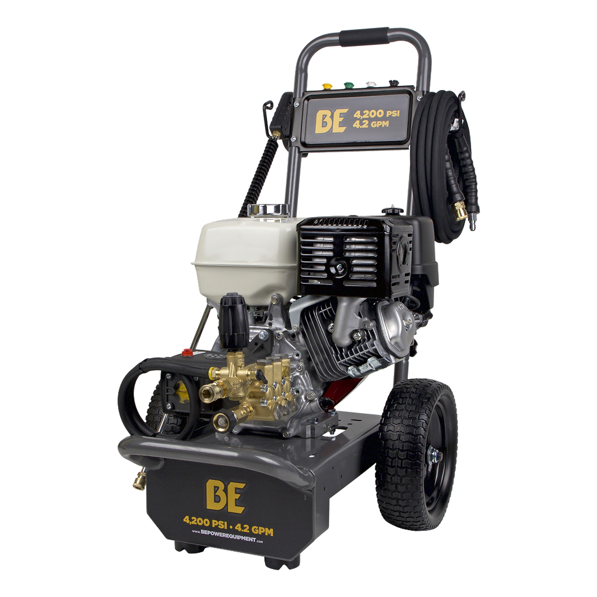 BE Power Equipment Cold Water Gas Pressure Washer — 4200 PSI, 4.2 GPM, Honda GX390 Engine, Comet Triplex Pump, Model# B4213HAS